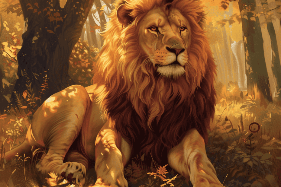 de leeuw in het bos